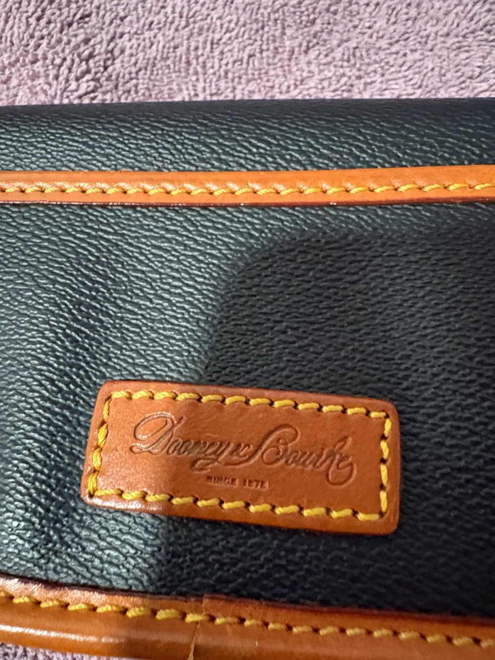 Dooney & Bourke Black Leather Wristlet with Tan Trim